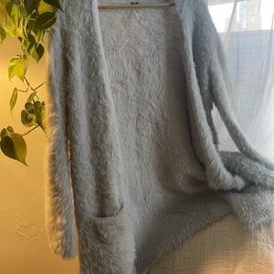 Free People: furry lavender cardigan w/ pockets